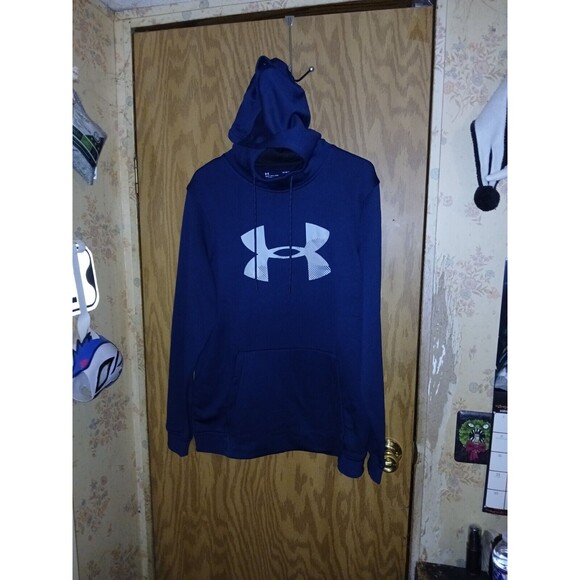 Under Armour Hoodie Loose Fit Cold Gear Blue Athletic Drawstrings Mens Sz Large - Picture 1 of 16